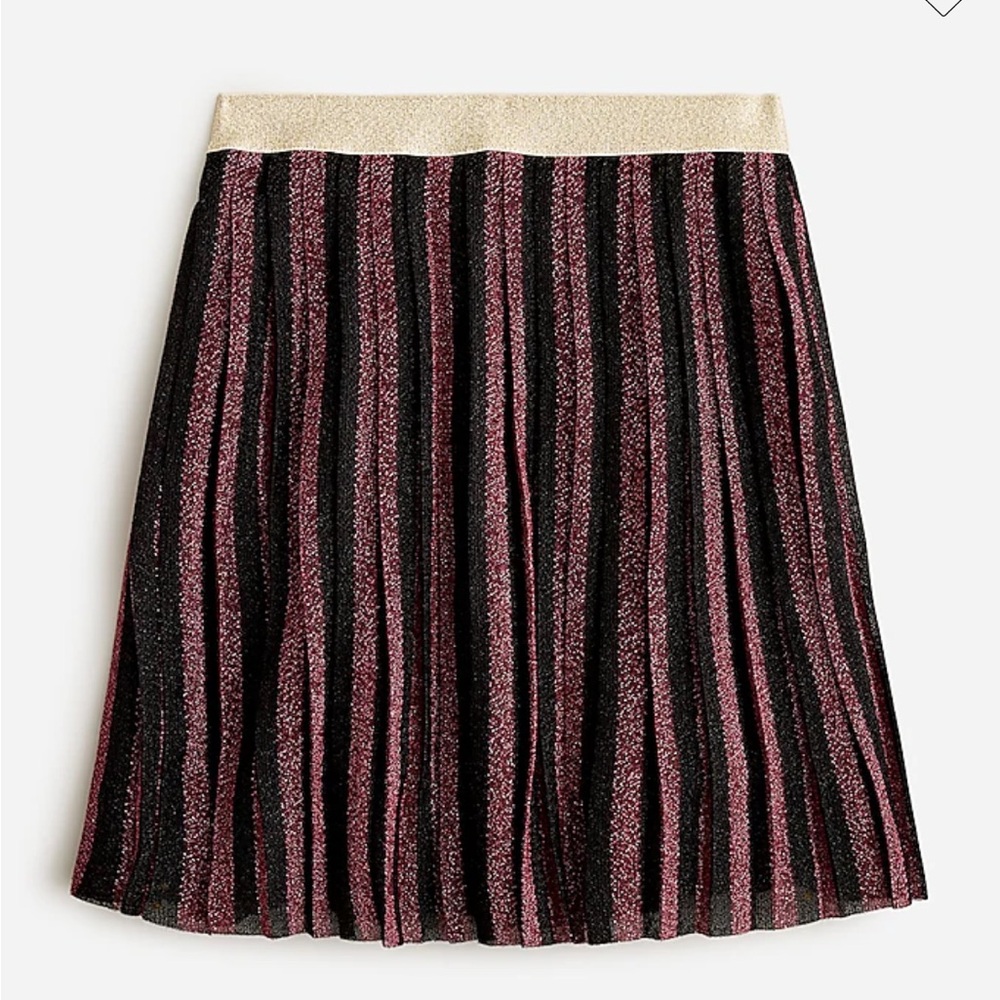 Girls' pleated midi metallic pull-on skirt